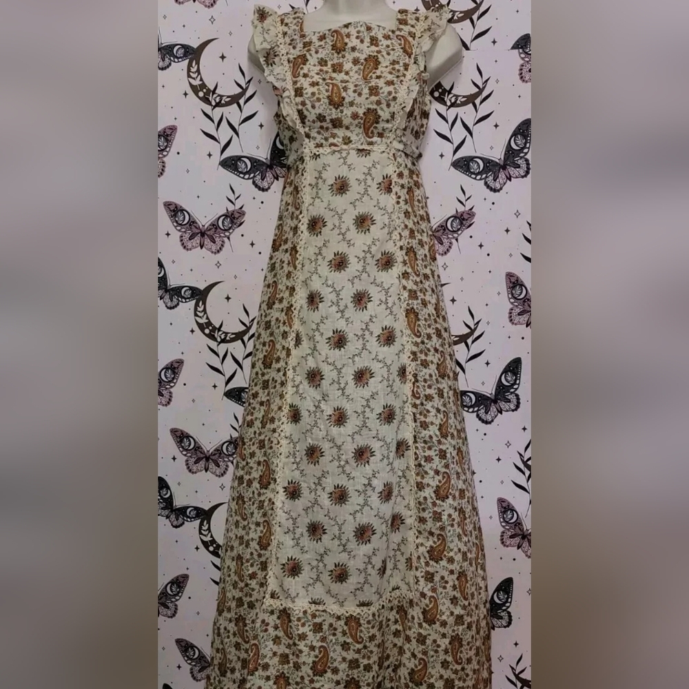VTG Lanz Original Dress Paisley Peasant Floral Maxi Prairie Cottagecore 60s
